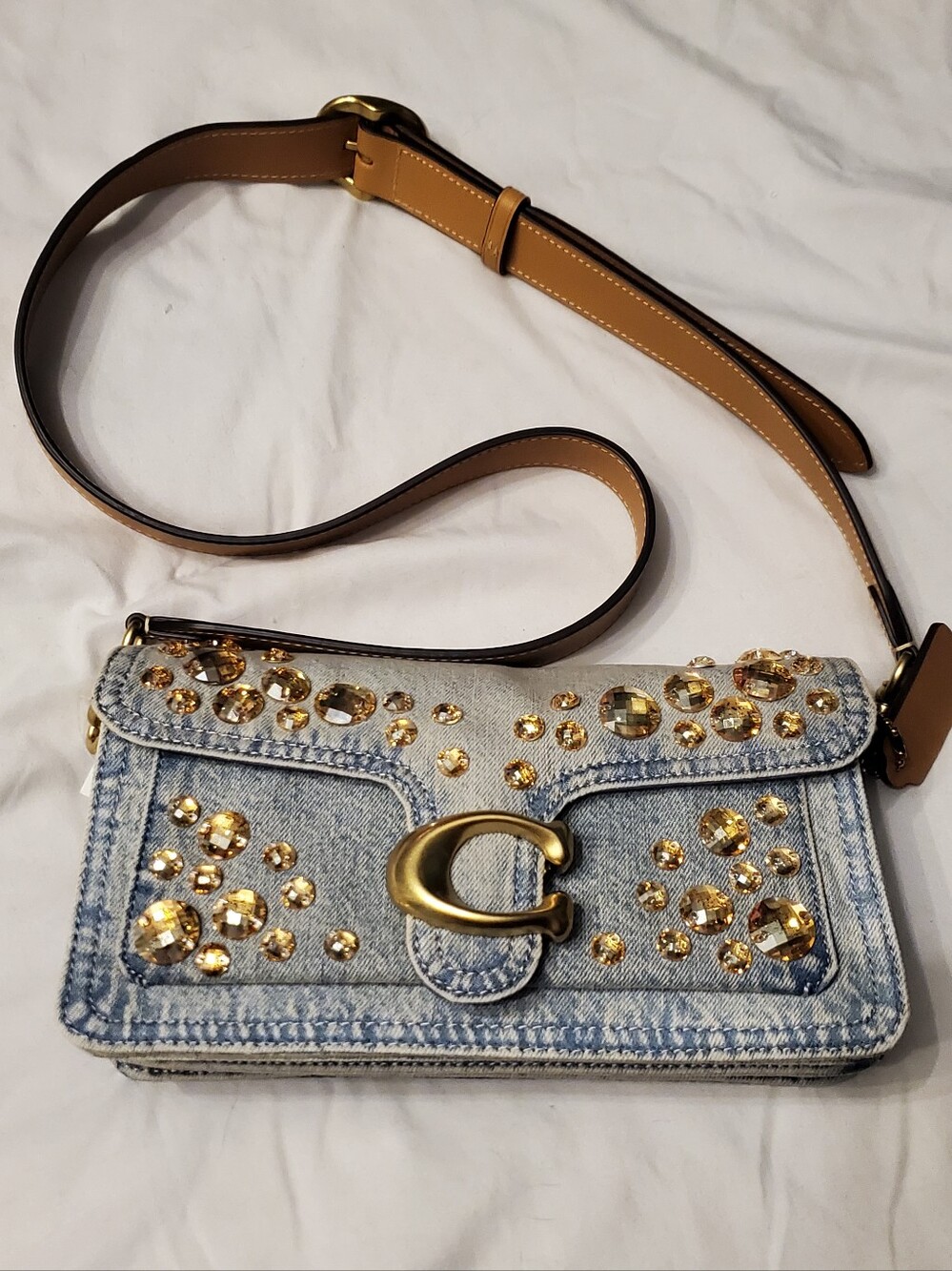 Coach RETAIL Bleach Washed Loved Denim Tabby 26 Distressed Crystals Style CCW92 - Picture 14 of 16